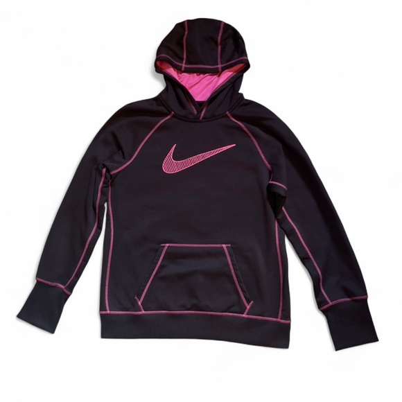 Nike Tops - Nike Women's Black and Pink Hoodie Sweater